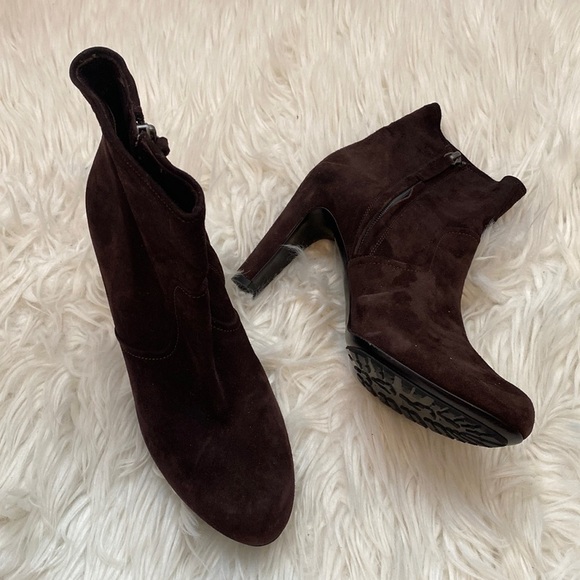 Roberto Del Carlo Brown Suede Heeled Booties - Picture 1 of 9